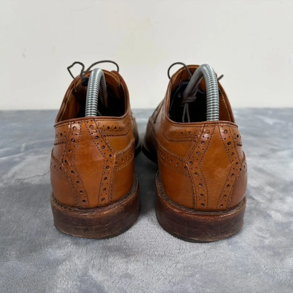Ralph Lauren Sanderson Burnished Wingtip Oxford Dress Shoes Mens 10 D Brown Tan